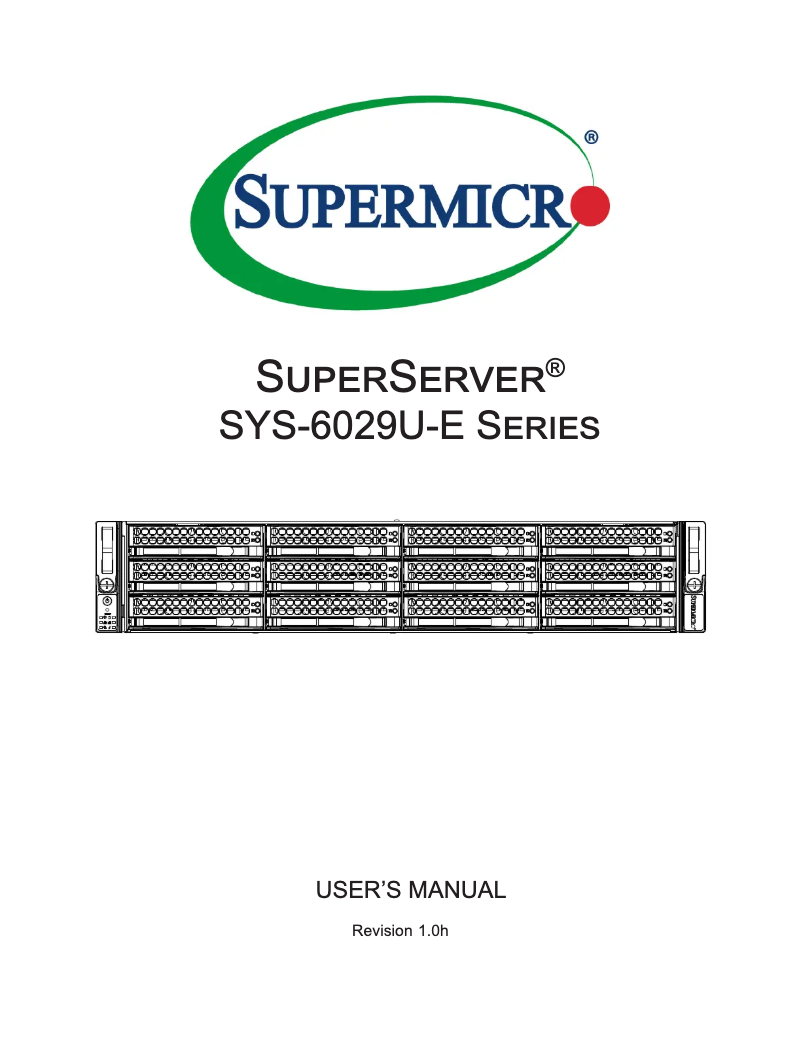 Imagen de la primera página del manual del dispositivo SuperServer 6029U-E1CR25M