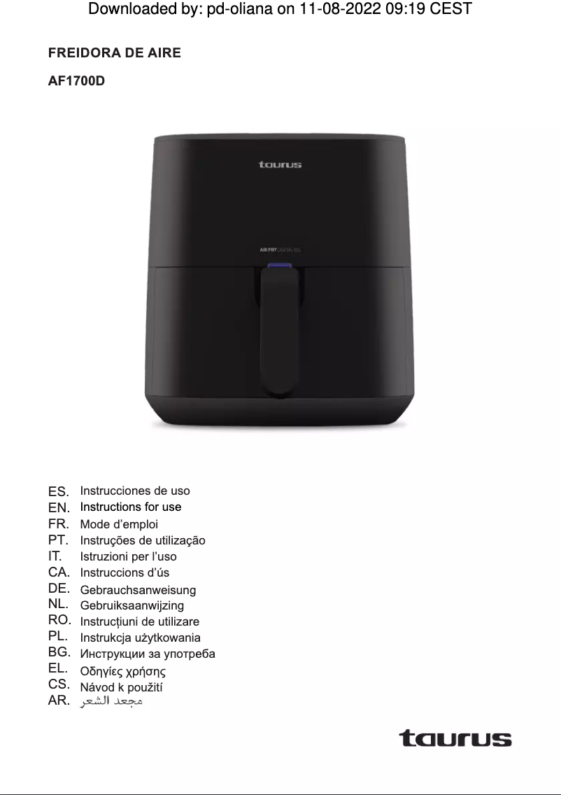 Página 1 del manual Manual de usuario Taurus AF1700D