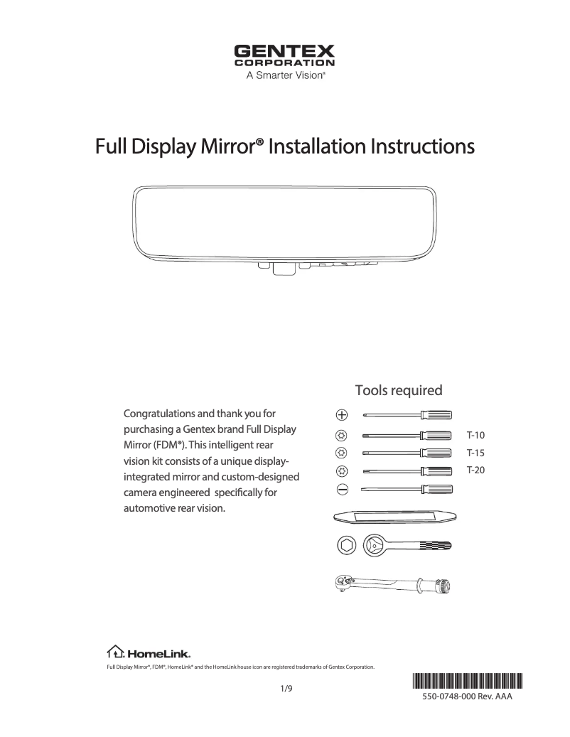 Imagen de la primera página del manual del dispositivo Gentex GENFDM3LN
