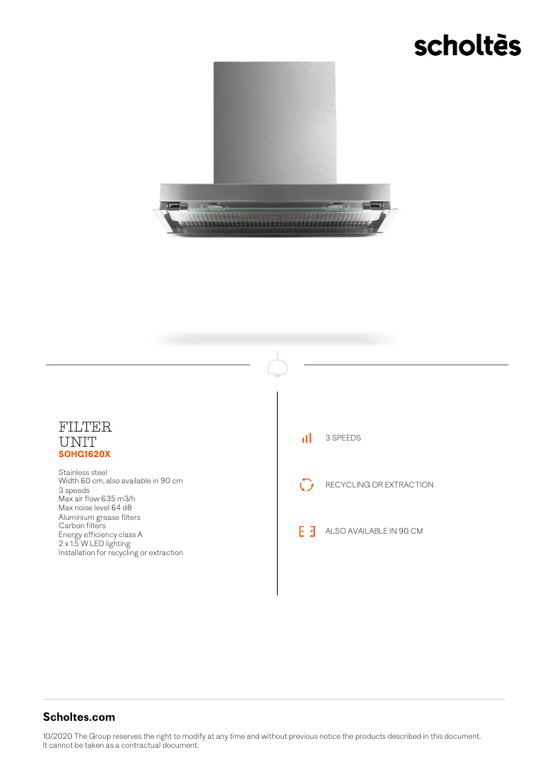 Página 1 del manual Ficha técnica Scholtès SOHG1920X