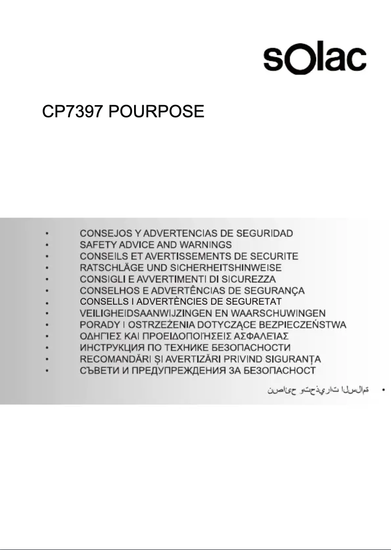Página 1 del manual Instrucciones de seguridad Solac CP7397