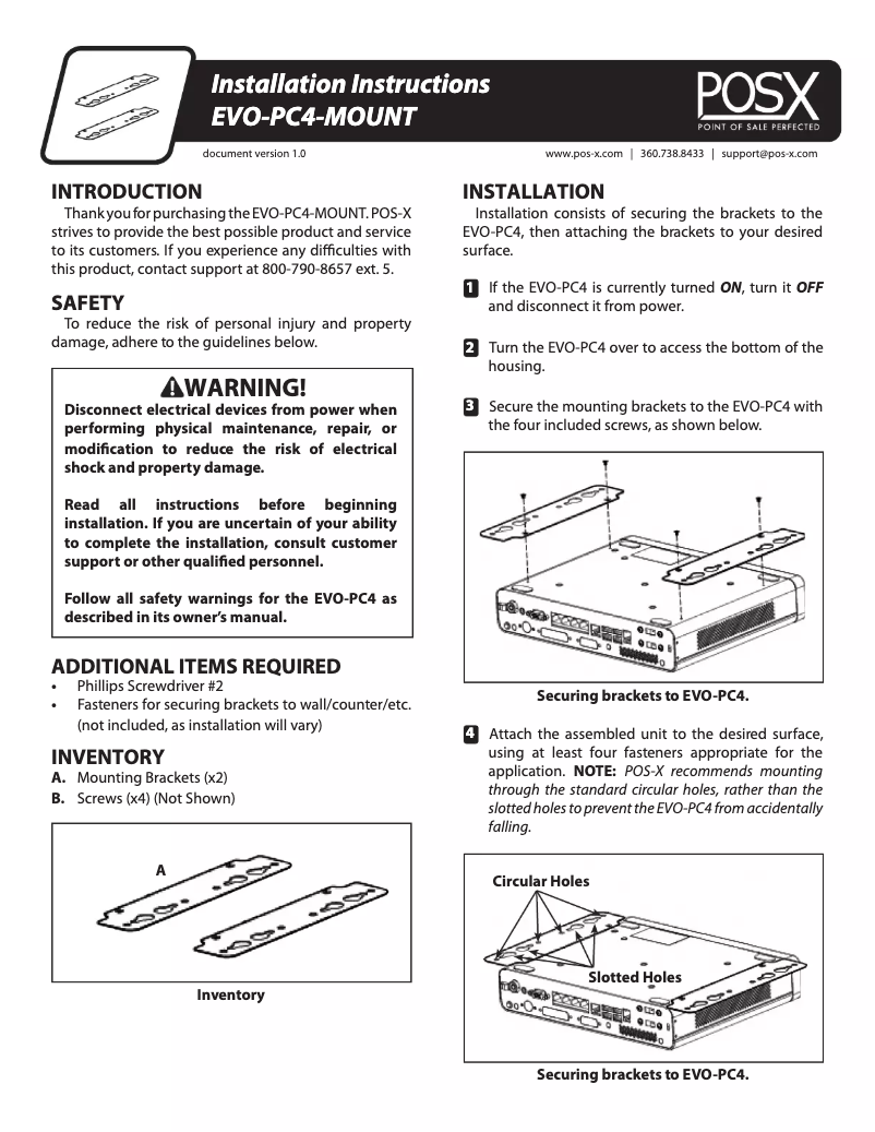 Imagen de la primera página del manual del dispositivo EVO-PC4-MOUNT