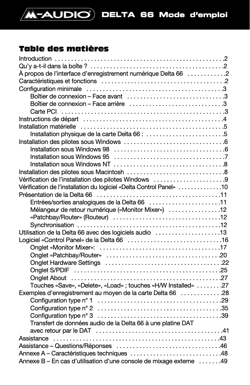 Imagen de la primera página del manual del dispositivo Delta 66