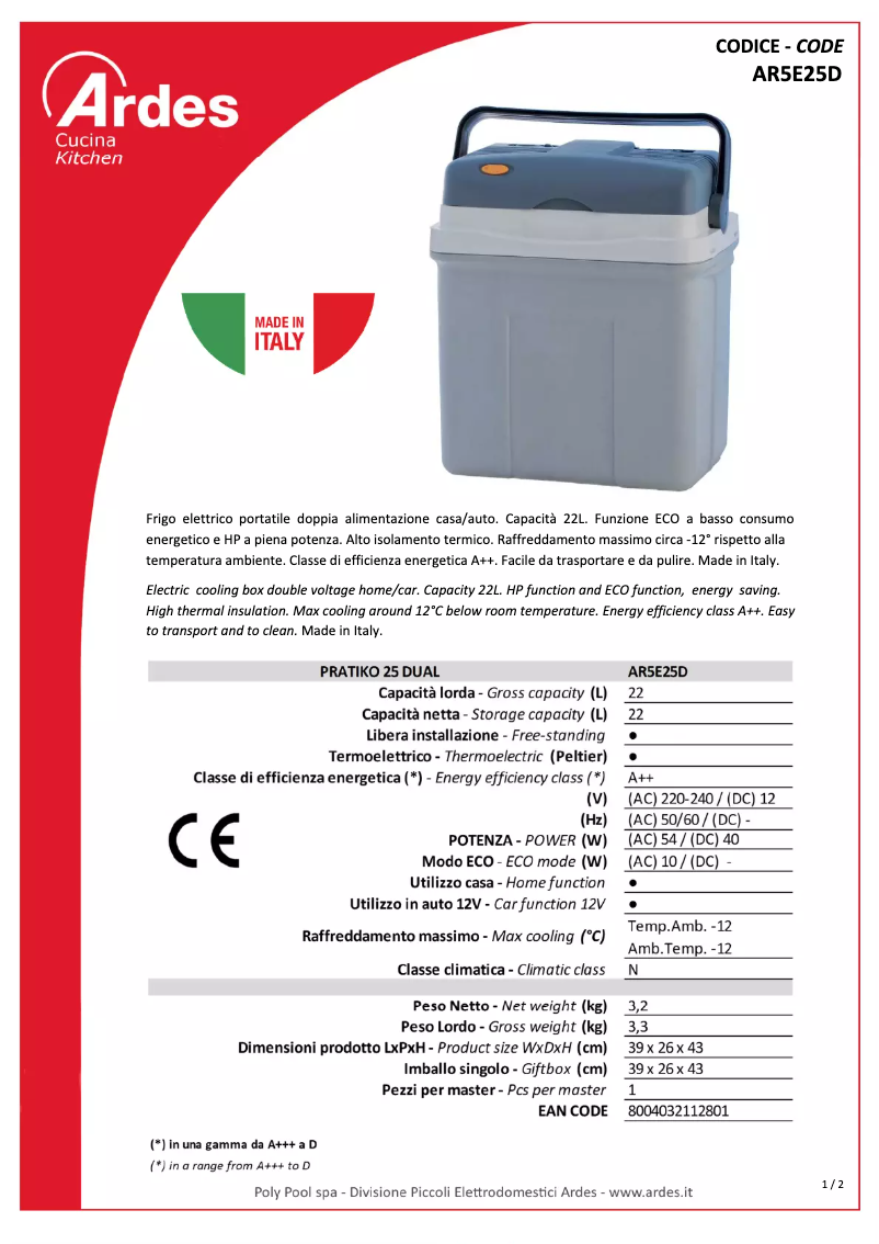 Imagen de la primera página del manual del dispositivo AR5E25D