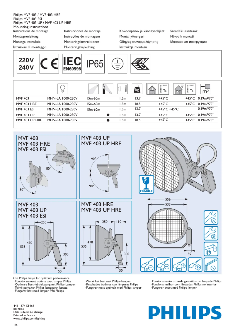 Imagen de la primera página del manual del dispositivo ArenaVision MVF403