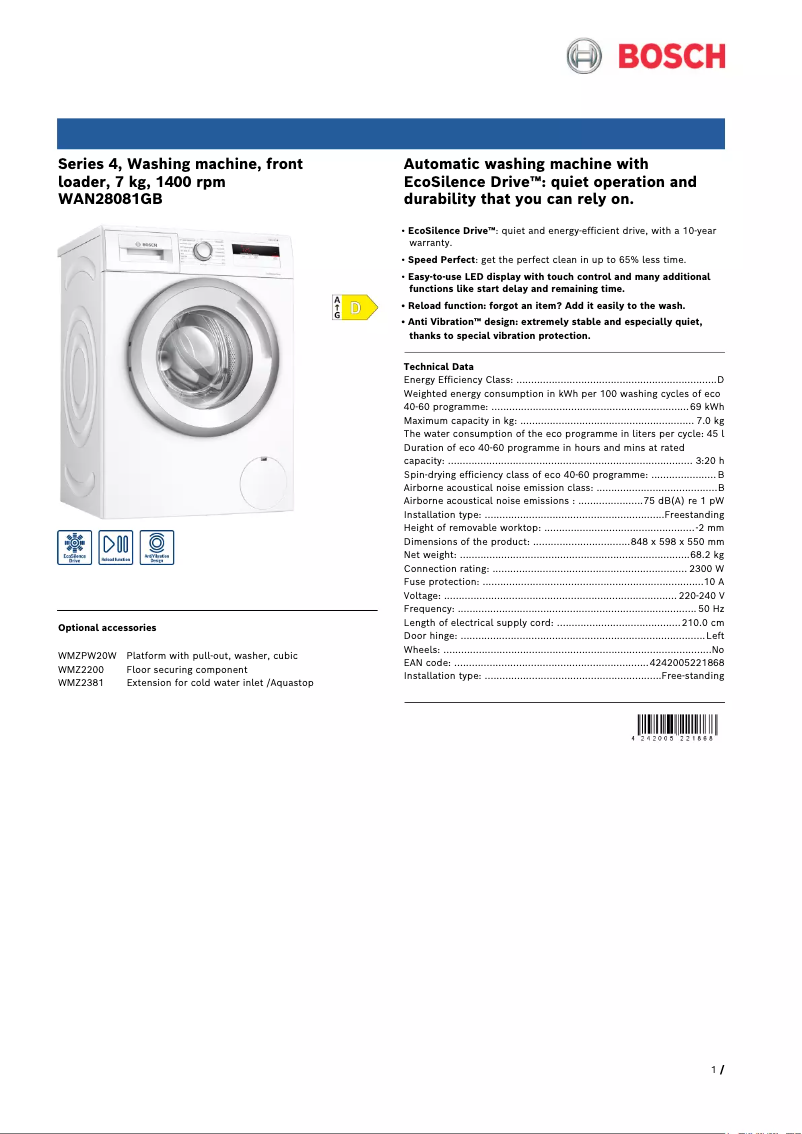 Imagen de la primera página del manual del dispositivo WAN28081GB