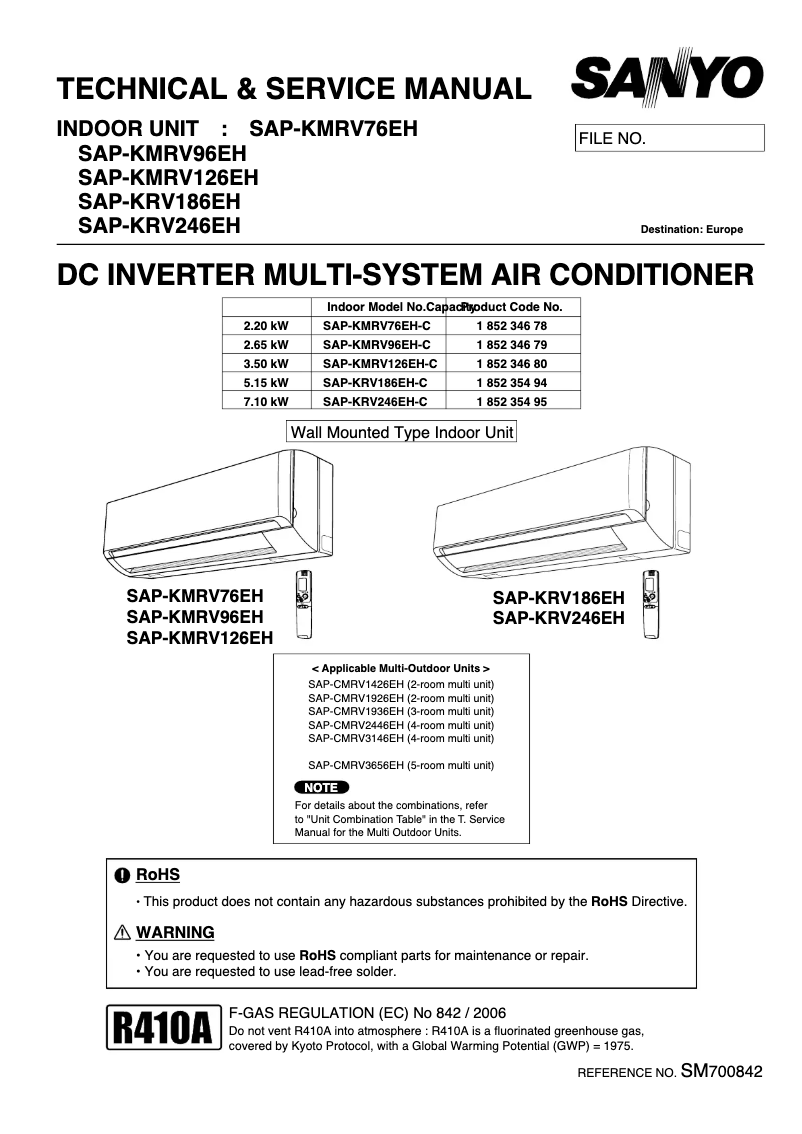 Imagen de la primera página del manual del dispositivo SAP-KMRV126EH