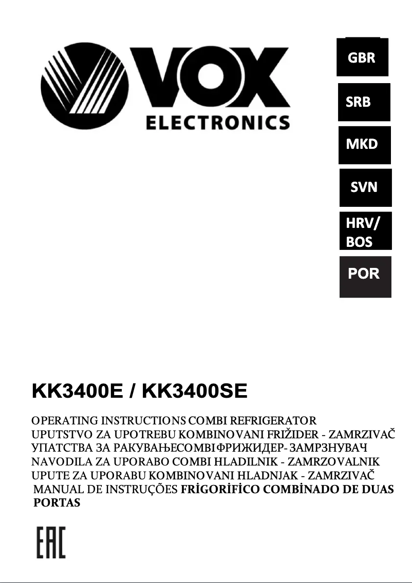 Imagen de la primera página del manual del dispositivo KK 3400 SE
