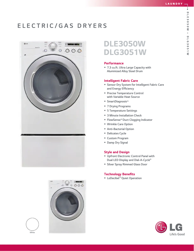 Página 1 del manual Ficha técnica LG DLG3051W