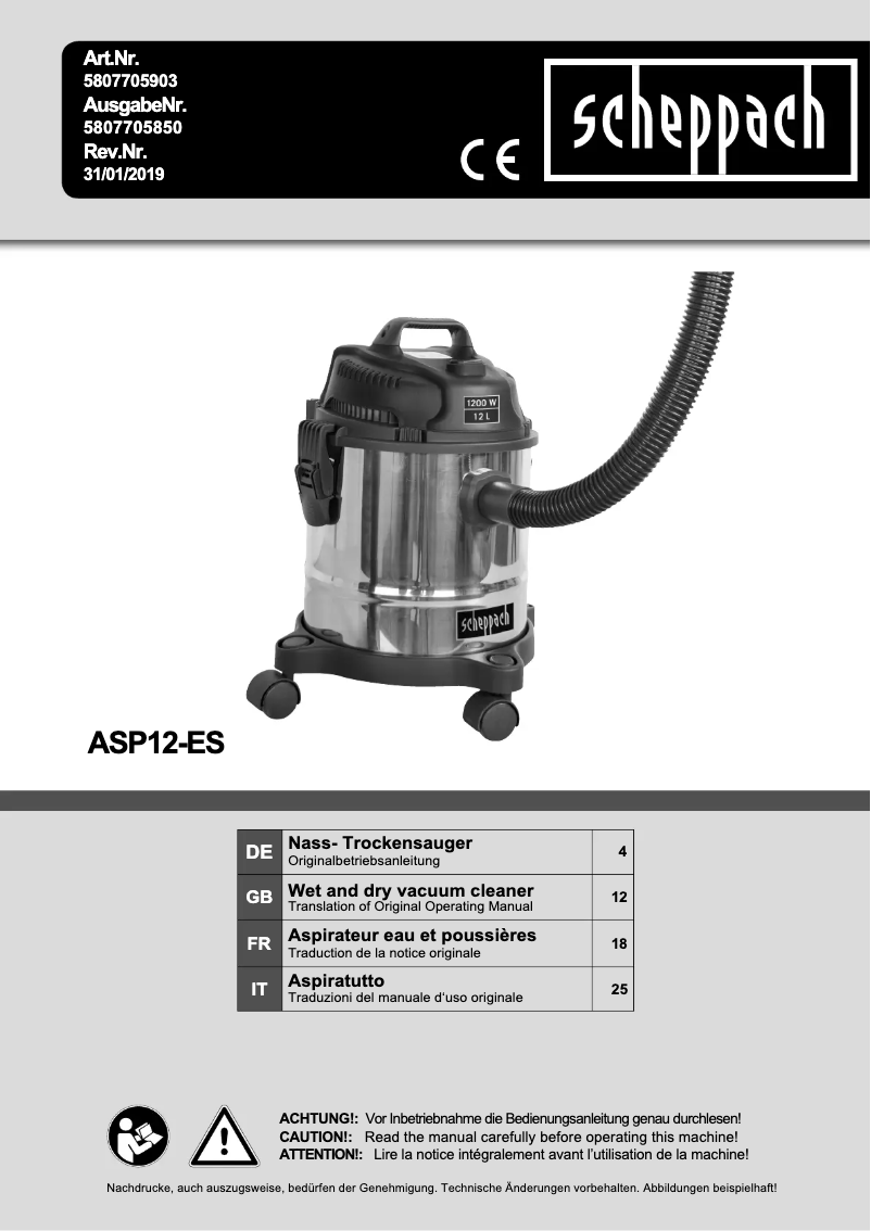 Imagen de la primera página del manual del dispositivo ASP12ES