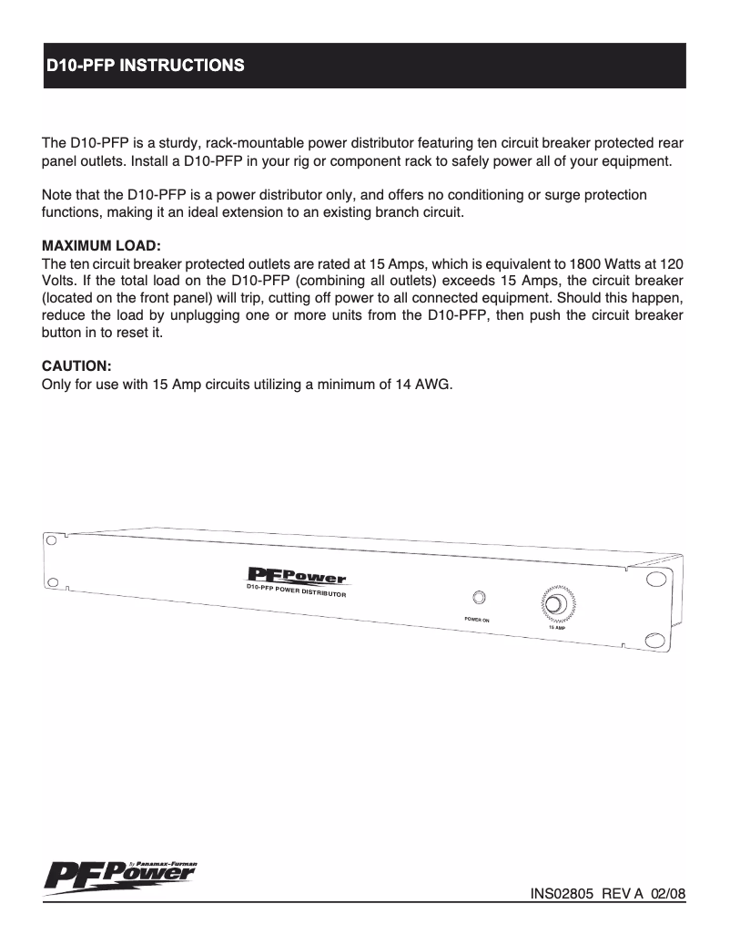 Página nº 1 - Manual de usuario Furman D10-PFP