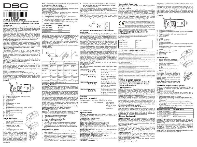 Imagen de la primera página del manual del dispositivo PG9945