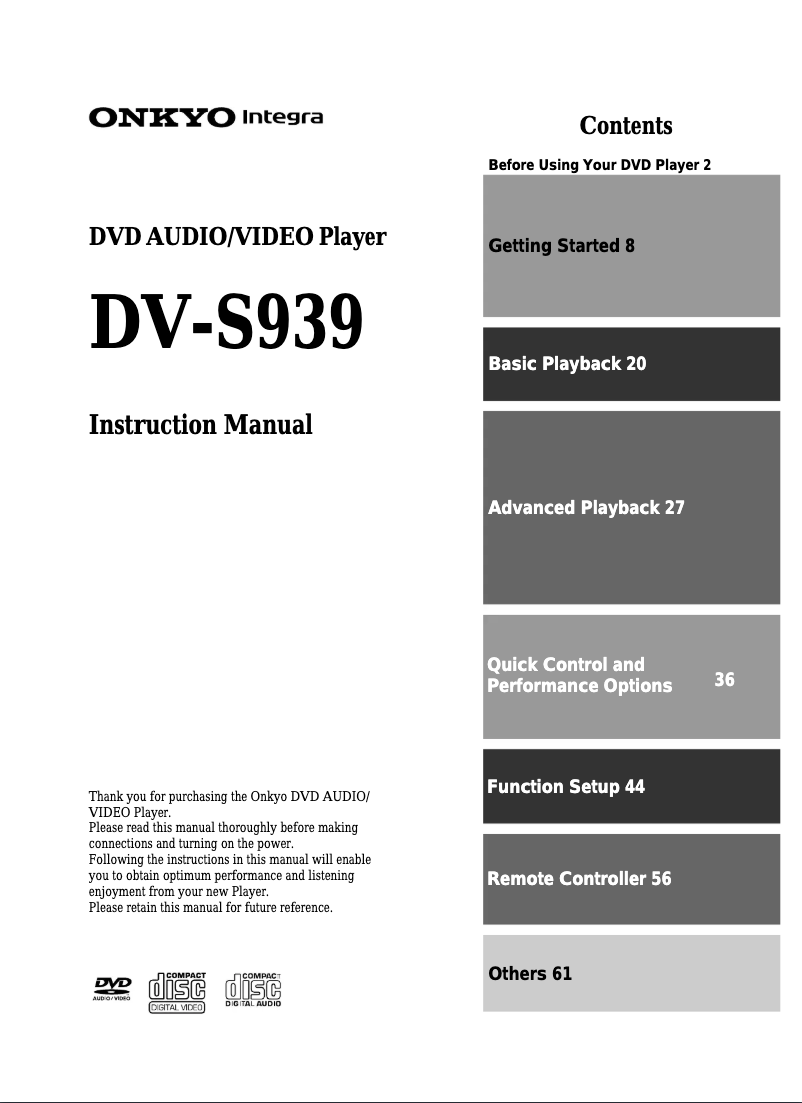 Página 1 del manual Manual de usuario Onkyo DV-S939