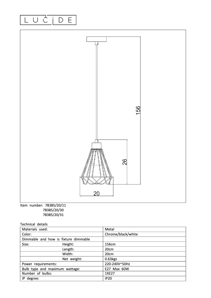Página 1 del manual Manual de usuario Lucide Kyara 78385/20/31