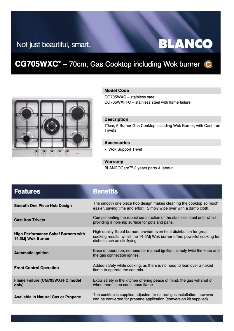 Imagen de la primera página del manual del dispositivo CG705WXFFC