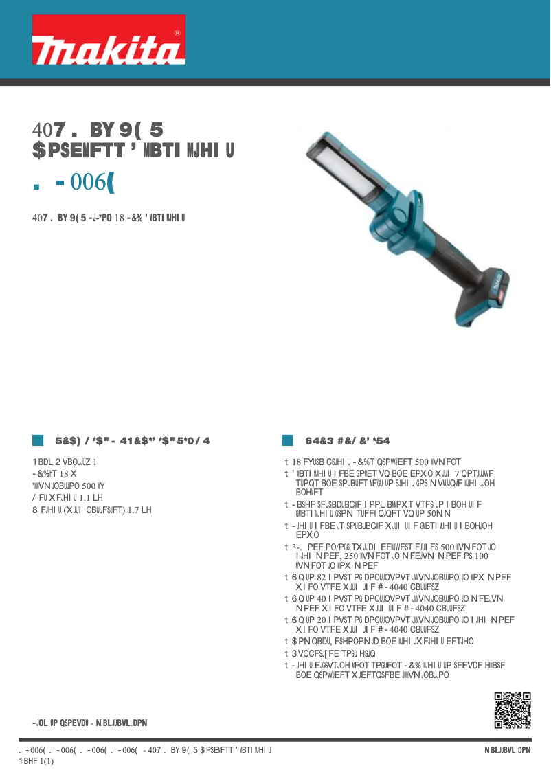 Página 1 del manual Ficha técnica Makita ML006G