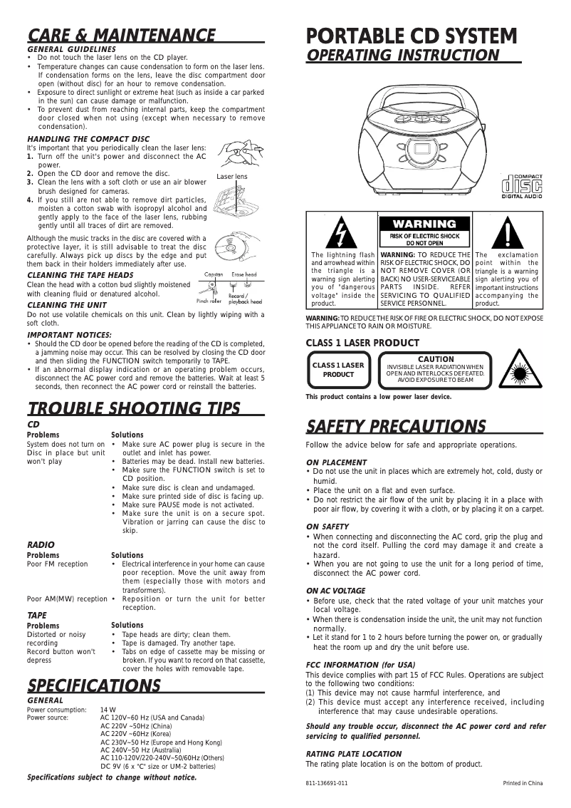 Imagen de la primera página del manual del dispositivo CDA1366