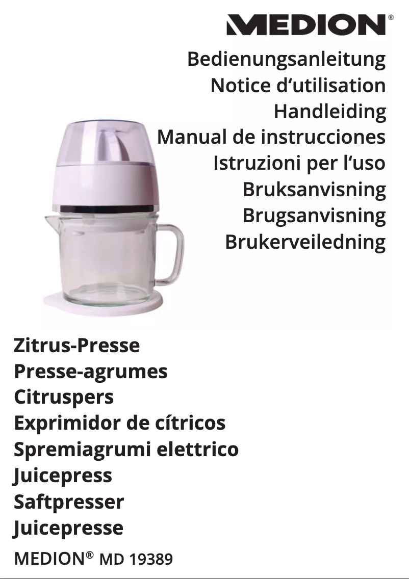 Imagen de la primera página del manual del dispositivo MD 19389