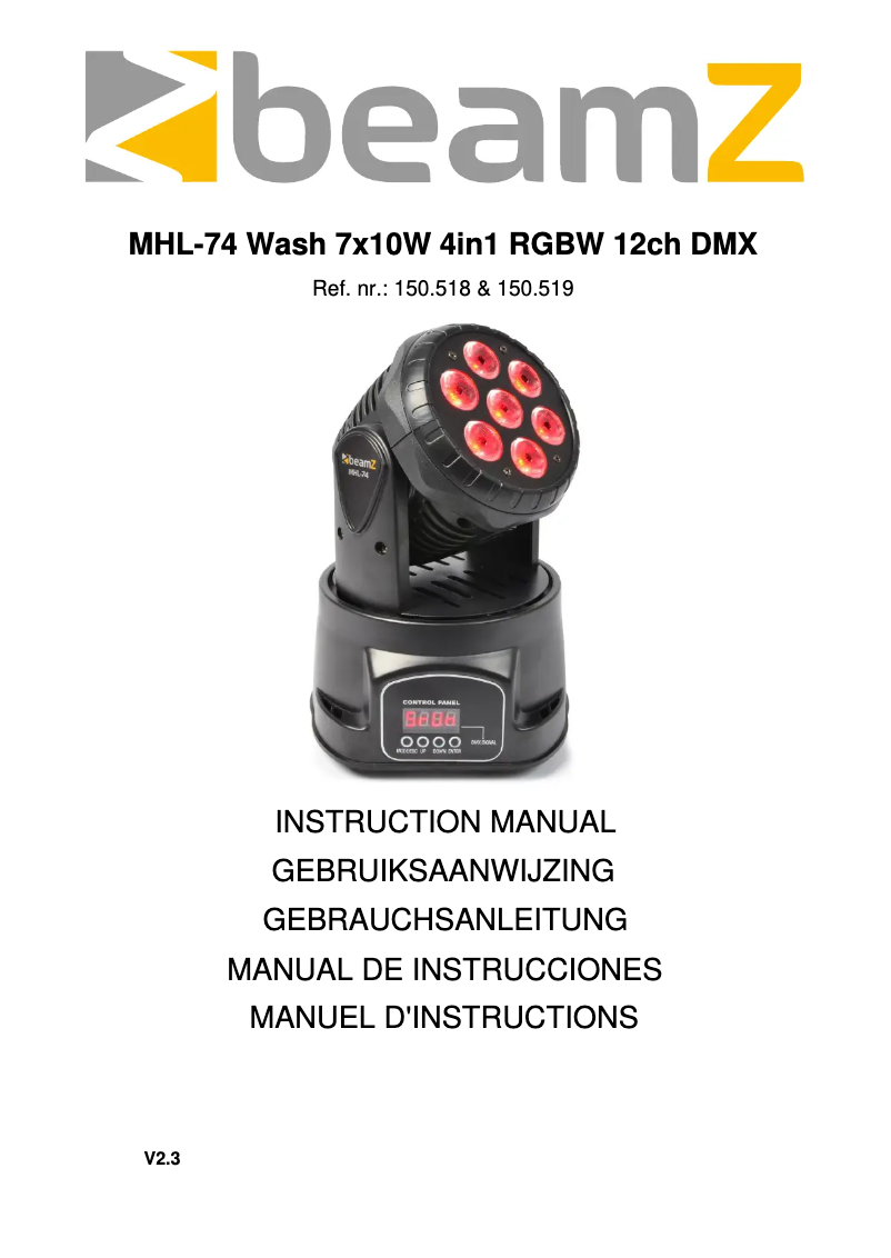 Imagen de la primera página del manual del dispositivo MHL-74