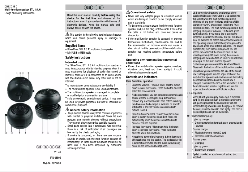 Imagen de la primera página del manual del dispositivo STL 15 A1