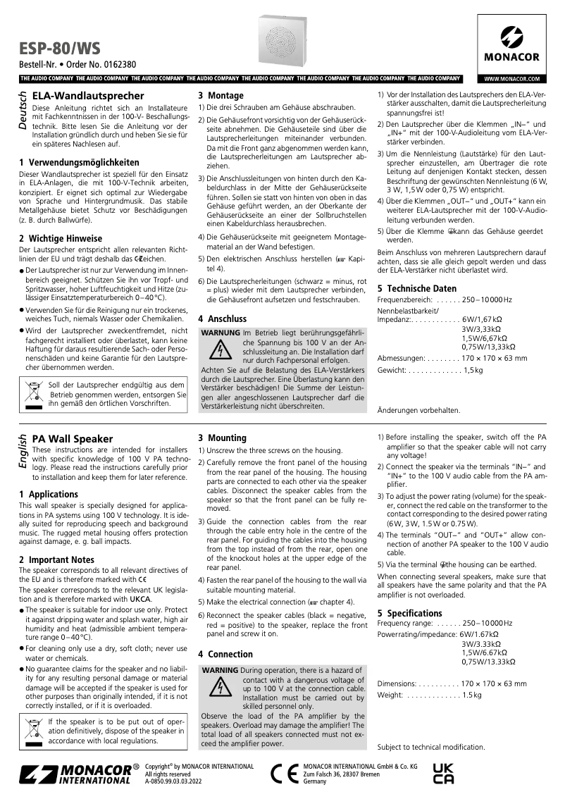 Imagen de la primera página del manual del dispositivo ESP-80/WS