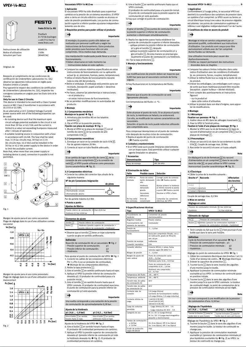 Página 1 del manual Manual de usuario Festo VPEV-1/8-M12