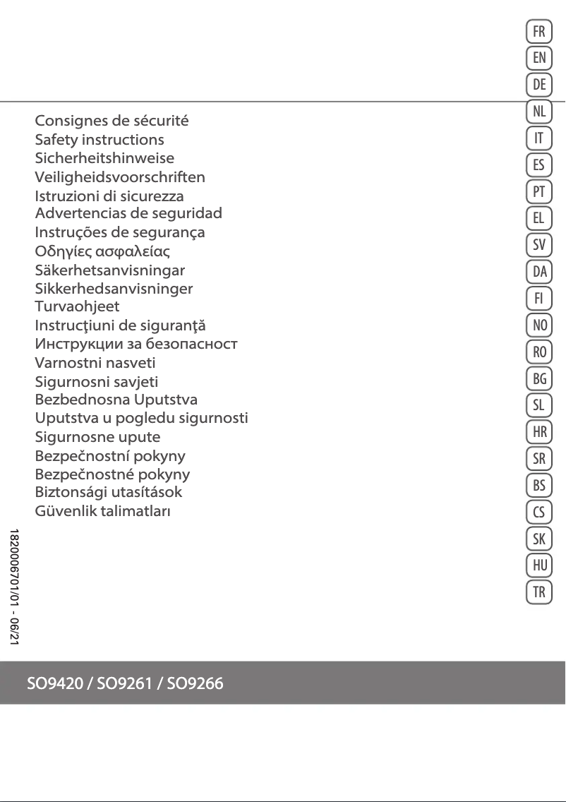 Imagen de la primera página del manual del dispositivo Mini Excel Eco Safe SO9265