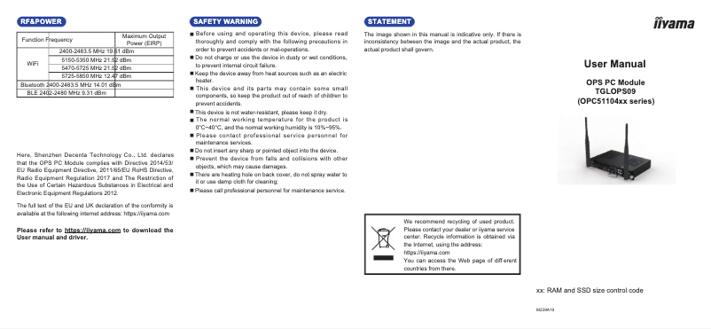 Imagen de la primera página del manual del dispositivo TGLOPS09