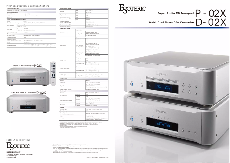 Imagen de la primera página del manual del dispositivo P-02X
