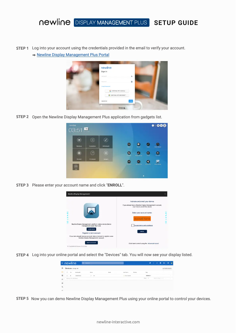 Imagen de la primera página del manual del dispositivo Display Management Plus