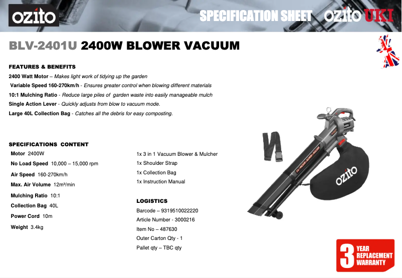 Imagen de la primera página del manual del dispositivo BLV-2401U