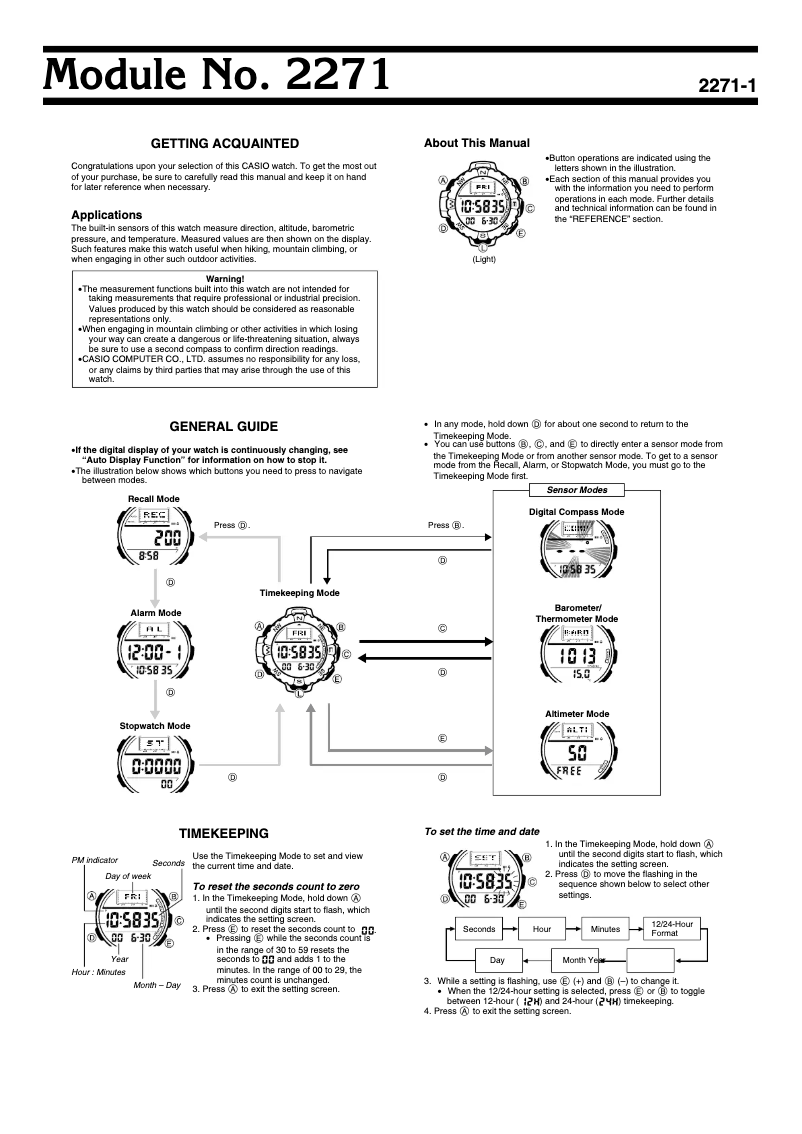 Página 1 del manual Manual de usuario Casio PRG-40B-2VER