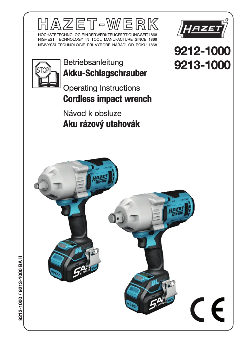 Página nº 1 - Manual de usuario Hazet 9213-1000