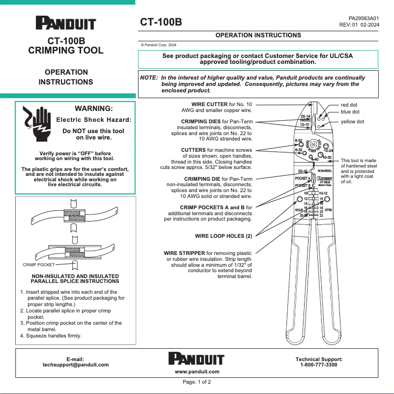Imagen de la primera página del manual del dispositivo CT-100B