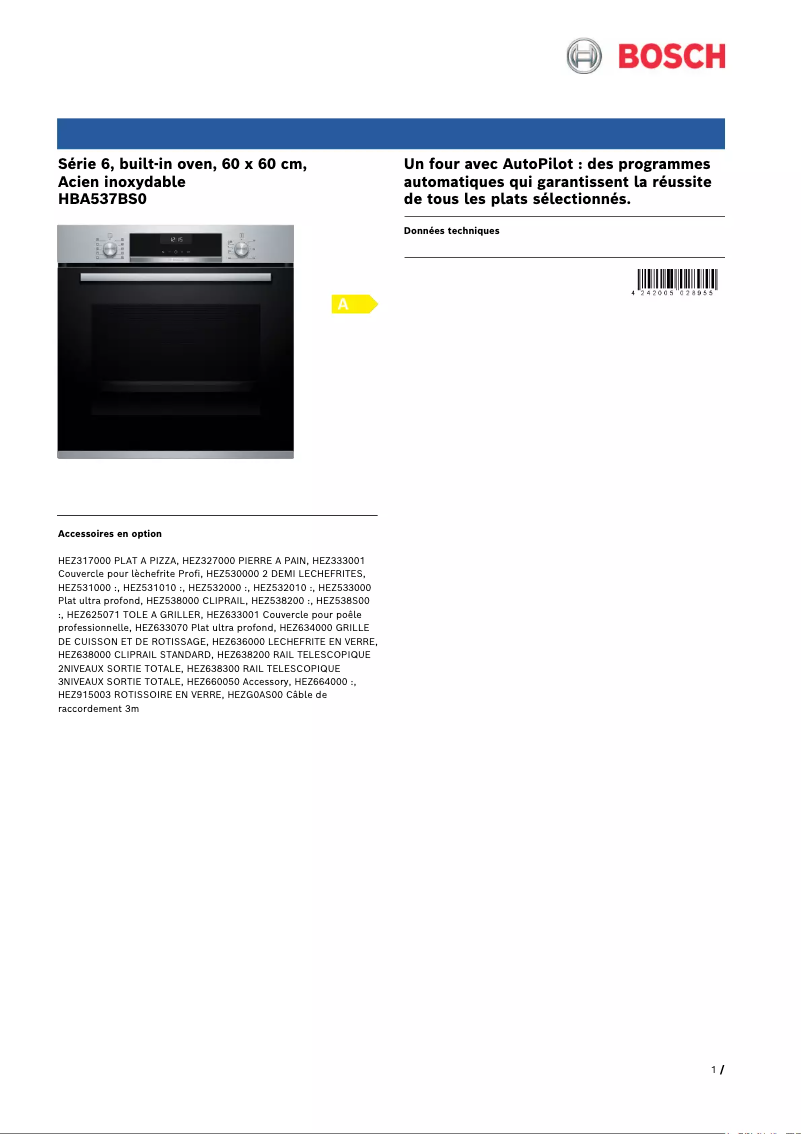 Imagen de la primera página del manual del dispositivo Serie 6 HBA537BS0