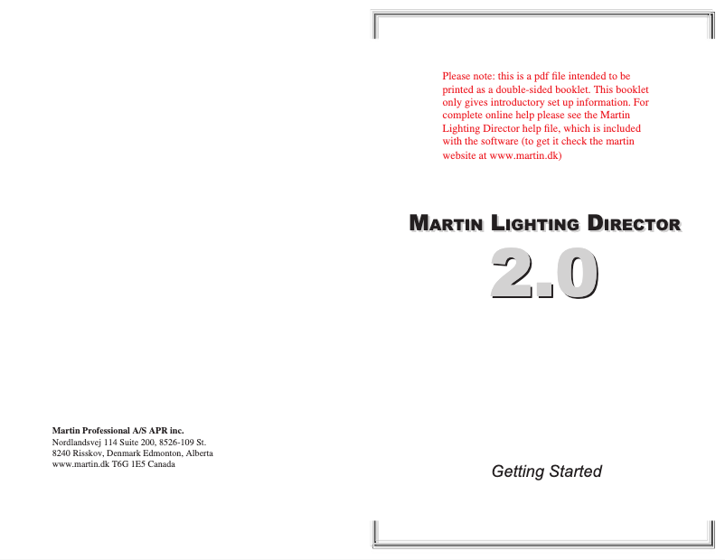 Imagen de la primera página del manual del dispositivo Lighting Director 2.0