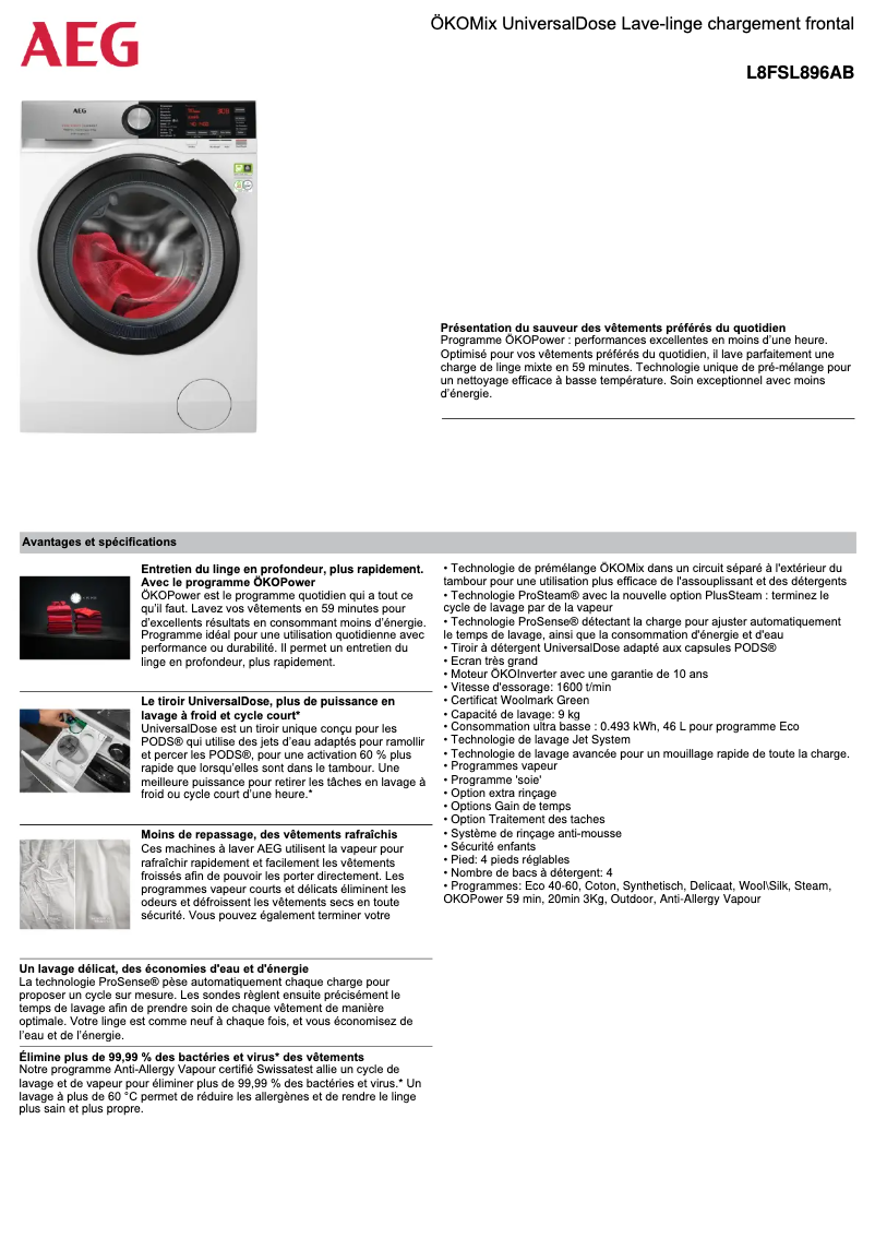 Imagen de la primera página del manual del dispositivo L8FSL896AB