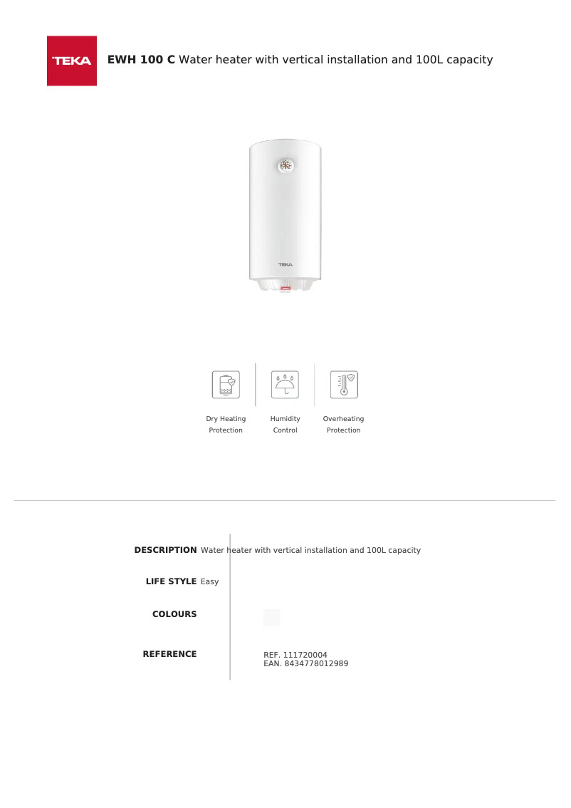 Imagen de la primera página del manual del dispositivo EWH 100 C