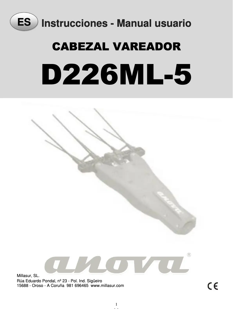 Imagen de la primera página del manual del dispositivo D226ML-5