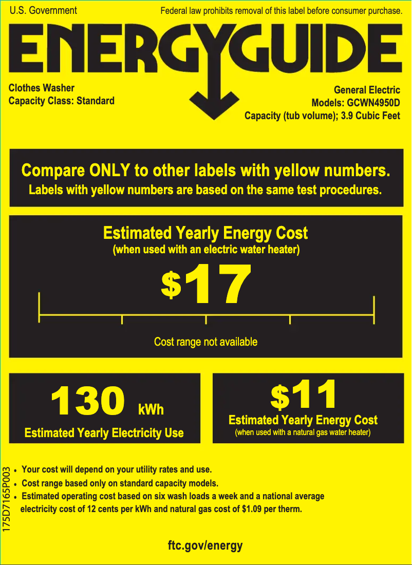 Página 1 del manual Etiqueta energética GE GCWN4950DWS
