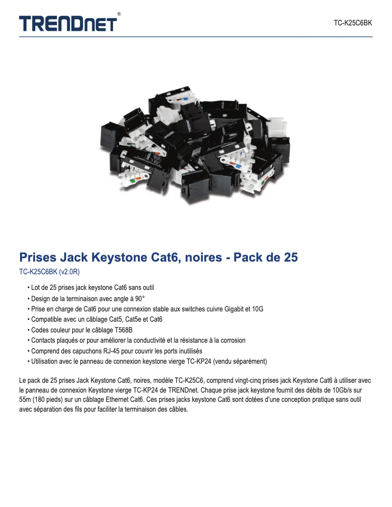 Página 1 del manual Ficha técnica TRENDnet TC-K25C6