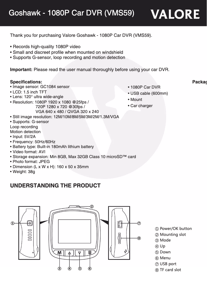 Página 1 del manual Manual de usuario Valore VMS59