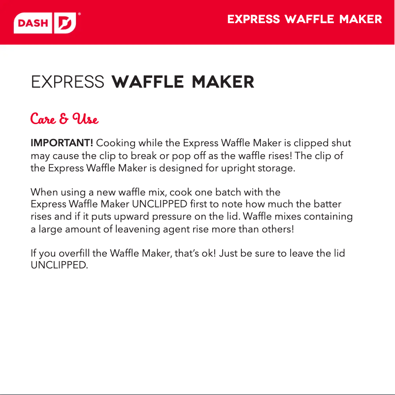 Imagen de la primera página del manual del dispositivo Express DEWM8100AQ