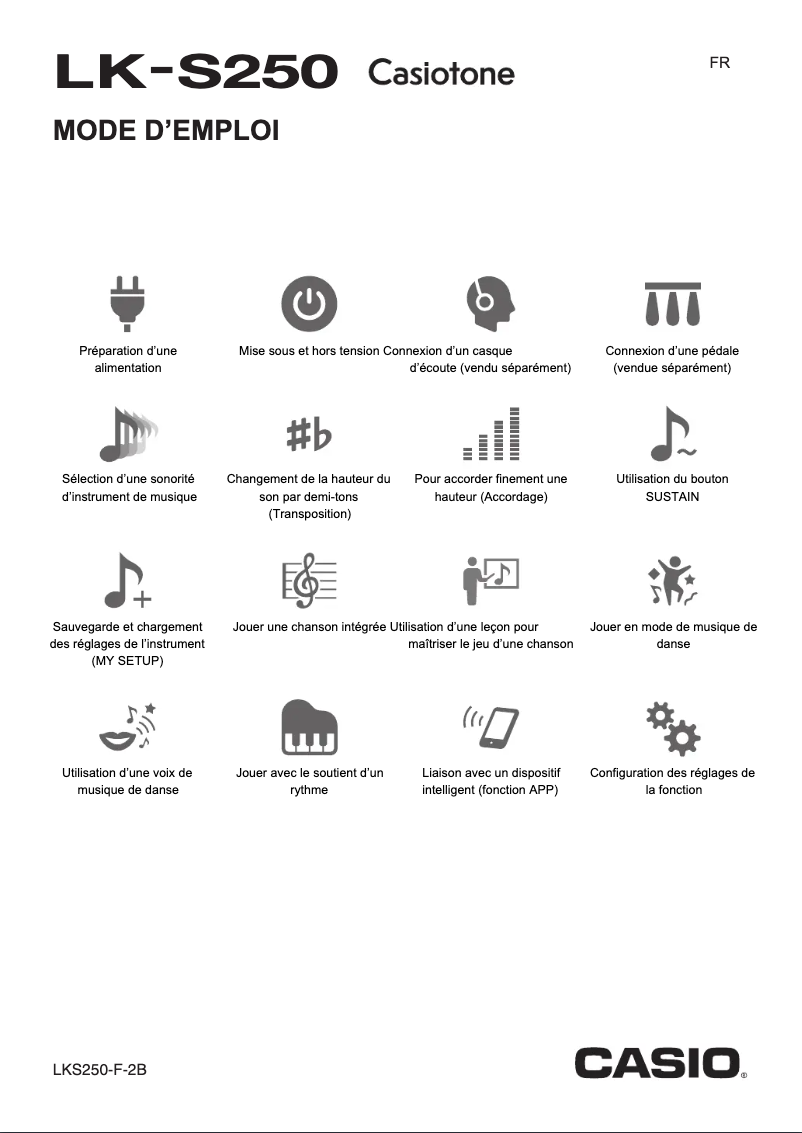 Imagen de la primera página del manual del dispositivo Casiotone LK-S250
