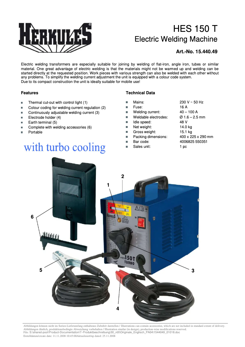 Imagen de la primera página del manual del dispositivo HES 150T