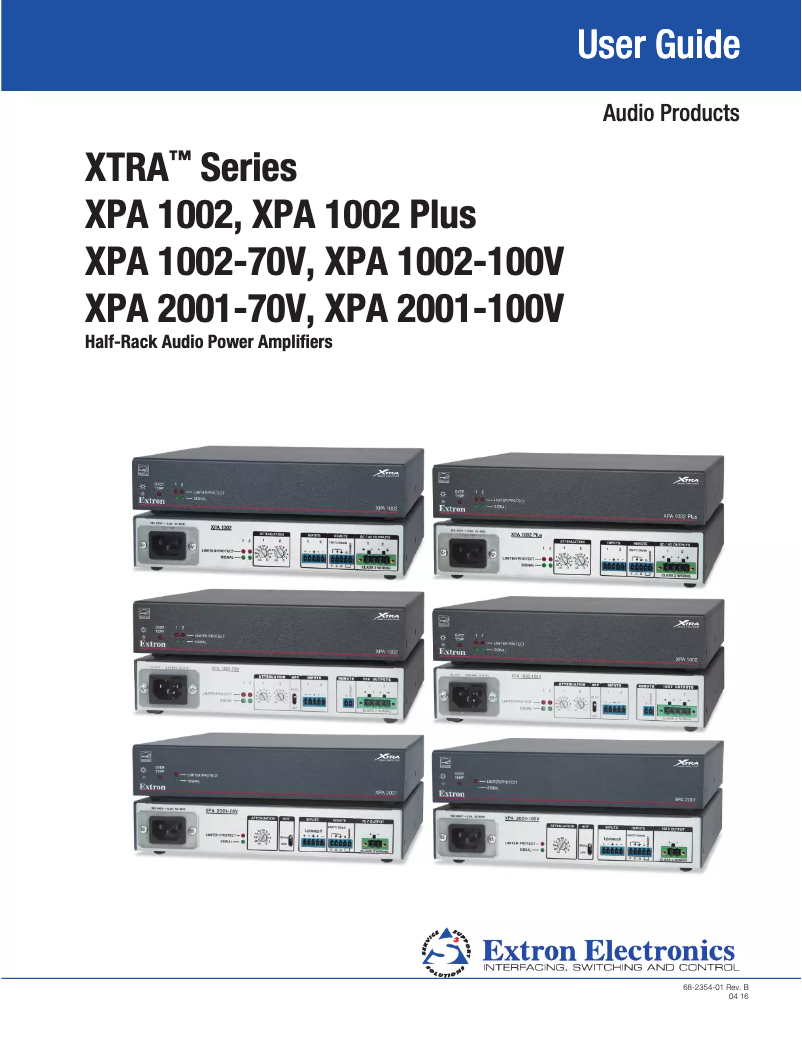 Página 1 del manual Manual de usuario Extron XPA 1002-70V