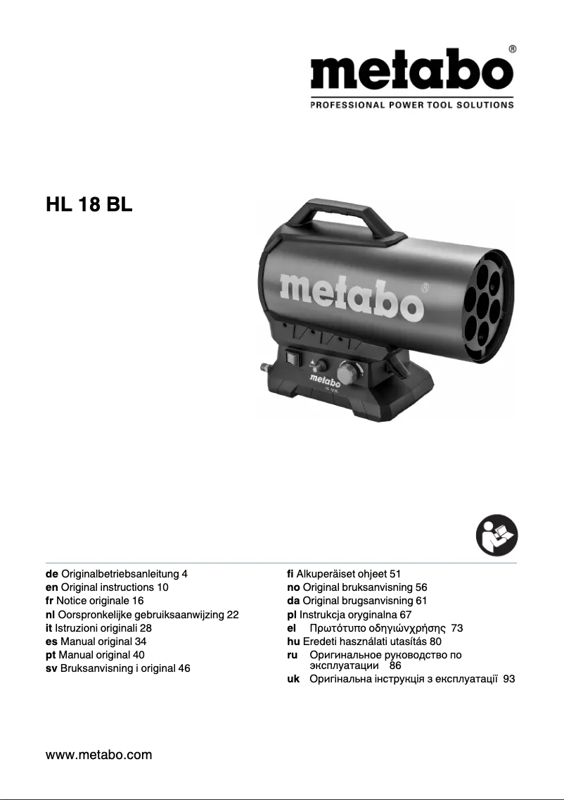 Imagen de la primera página del manual del dispositivo HL 18 BL