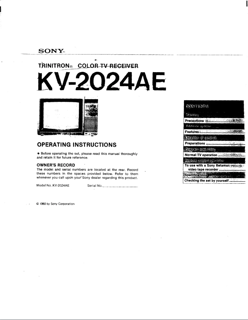 Imagen de la primera página del manual del dispositivo KV-2024AE