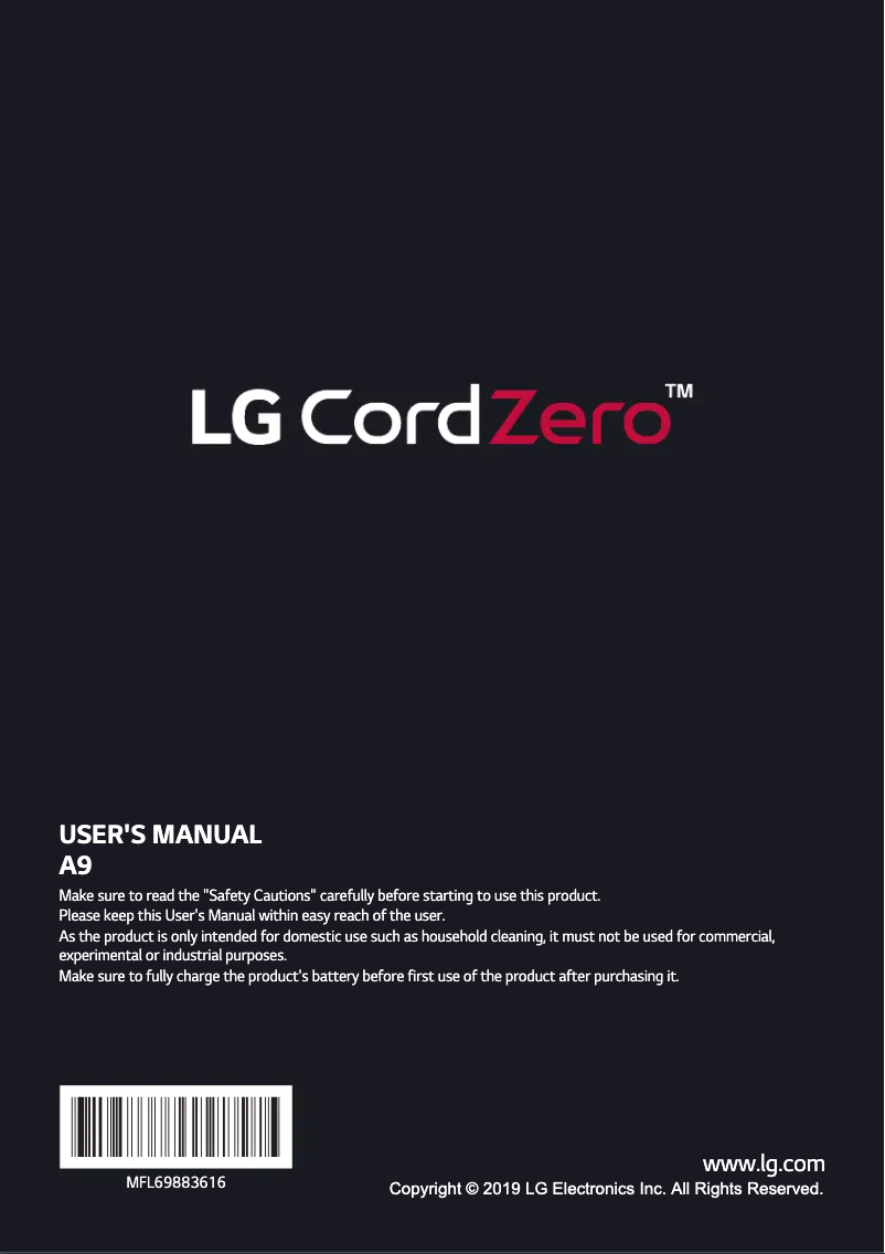 Página 1 del manual Manual de usuario LG CordZero A9 Advanced