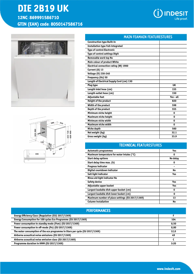 Imagen de la primera página del manual del dispositivo DIE 2B19 UK